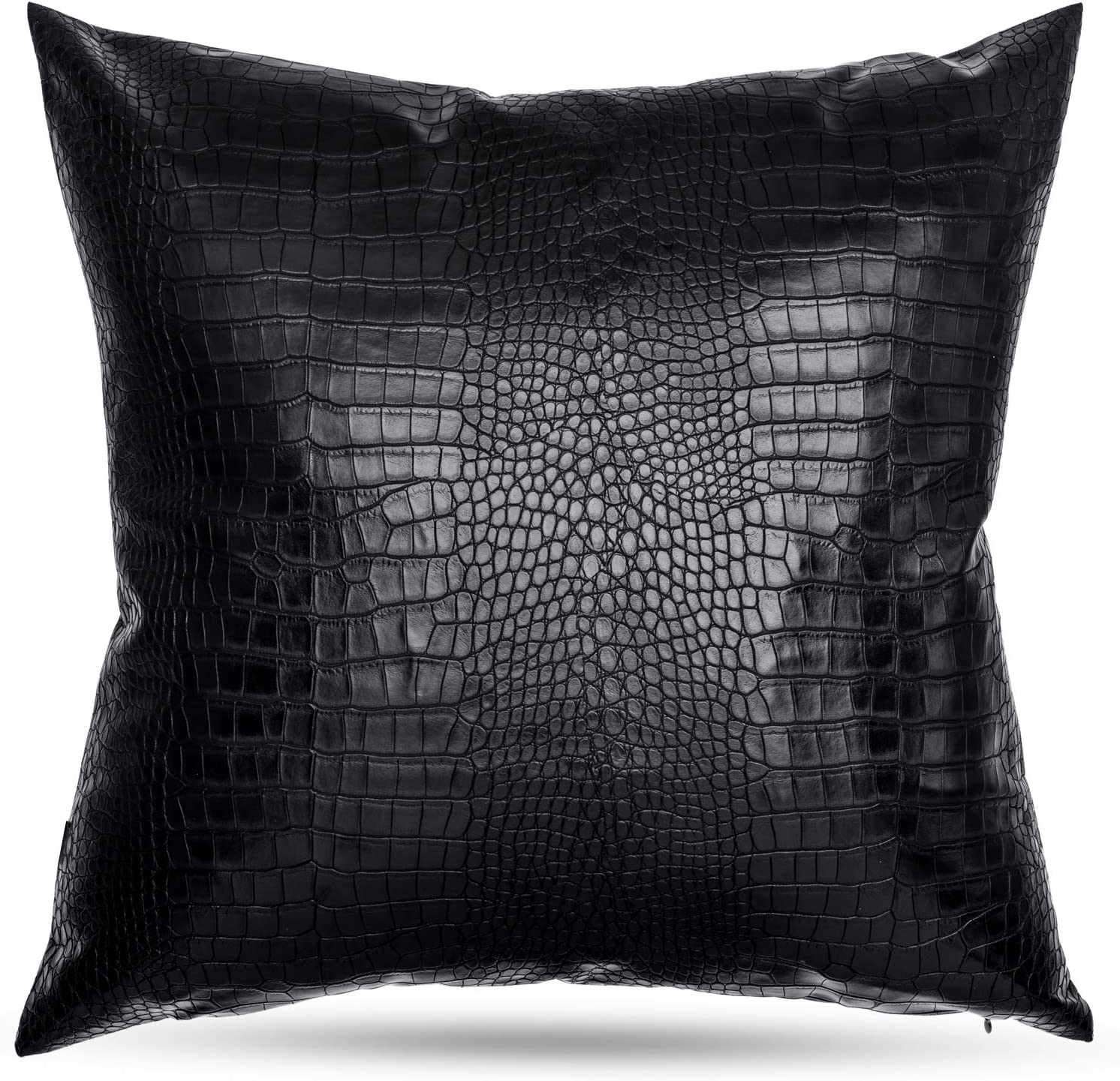 Crocodile Black Embossed Decorative Square Genuine Leather Pillow Cover -  HOTLEATHERWORLD