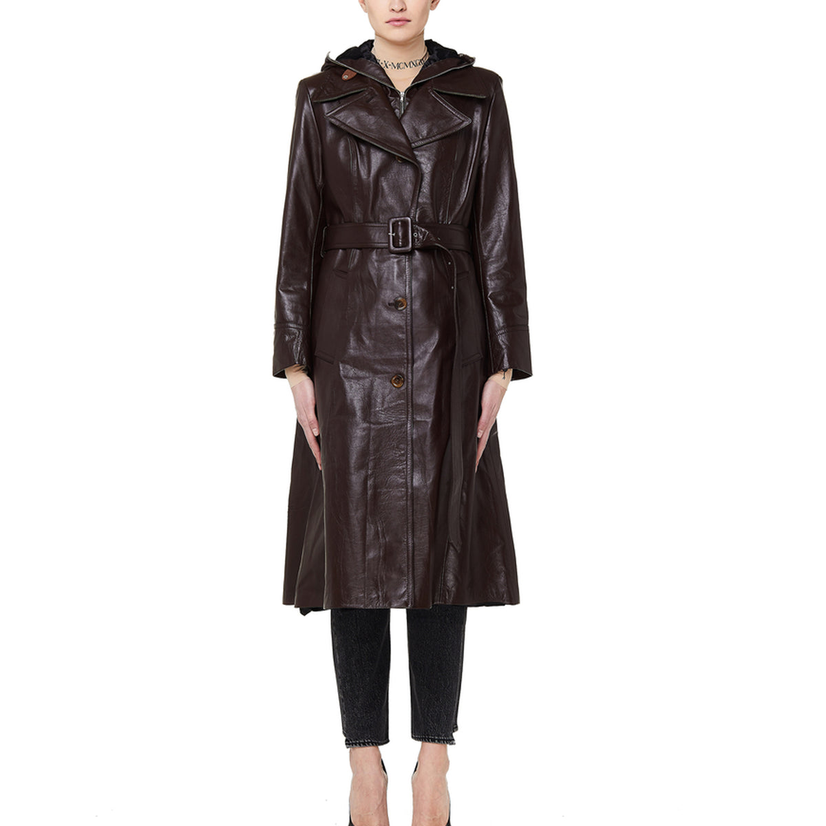 MaskHoodedGenuineLeatherTrench