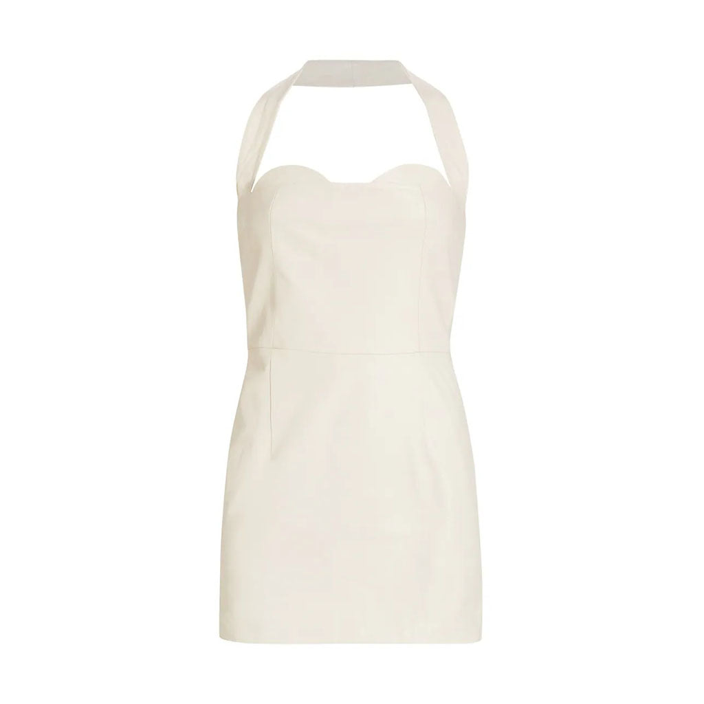 White Leather Halter Dress