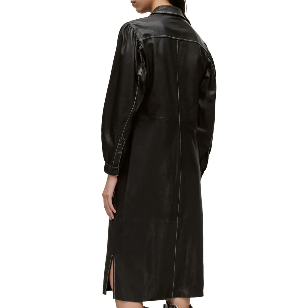 black leather shirt dress Aesthetic Button Down Women Blue women's dress with do not tumble dry Half-Sleeve size:2T