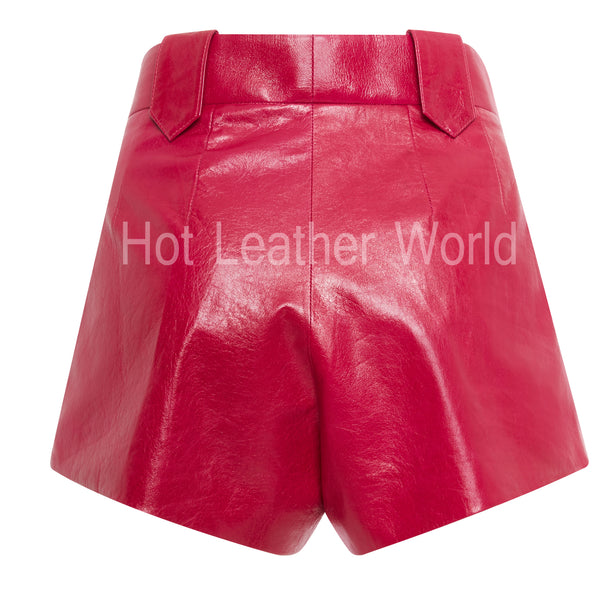 Red Leather Short For Women -  HOTLEATHERWORLD