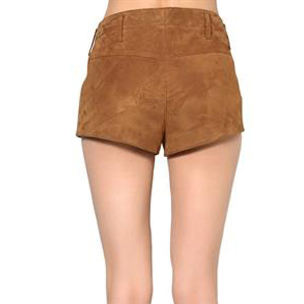 Women Suede Leather Shorts -  HOTLEATHERWORLD