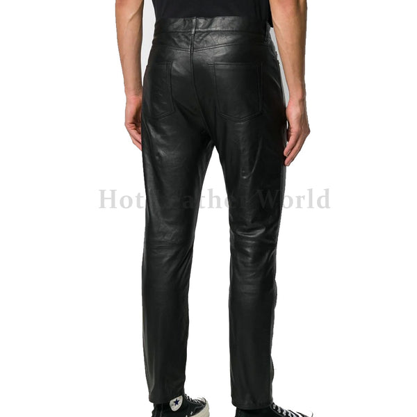 Corporate Style Slim-Fit Leather Trousers -  HOTLEATHERWORLD