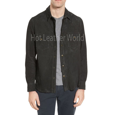 Suede Leather Classic Coat For Men -  HOTLEATHERWORLD