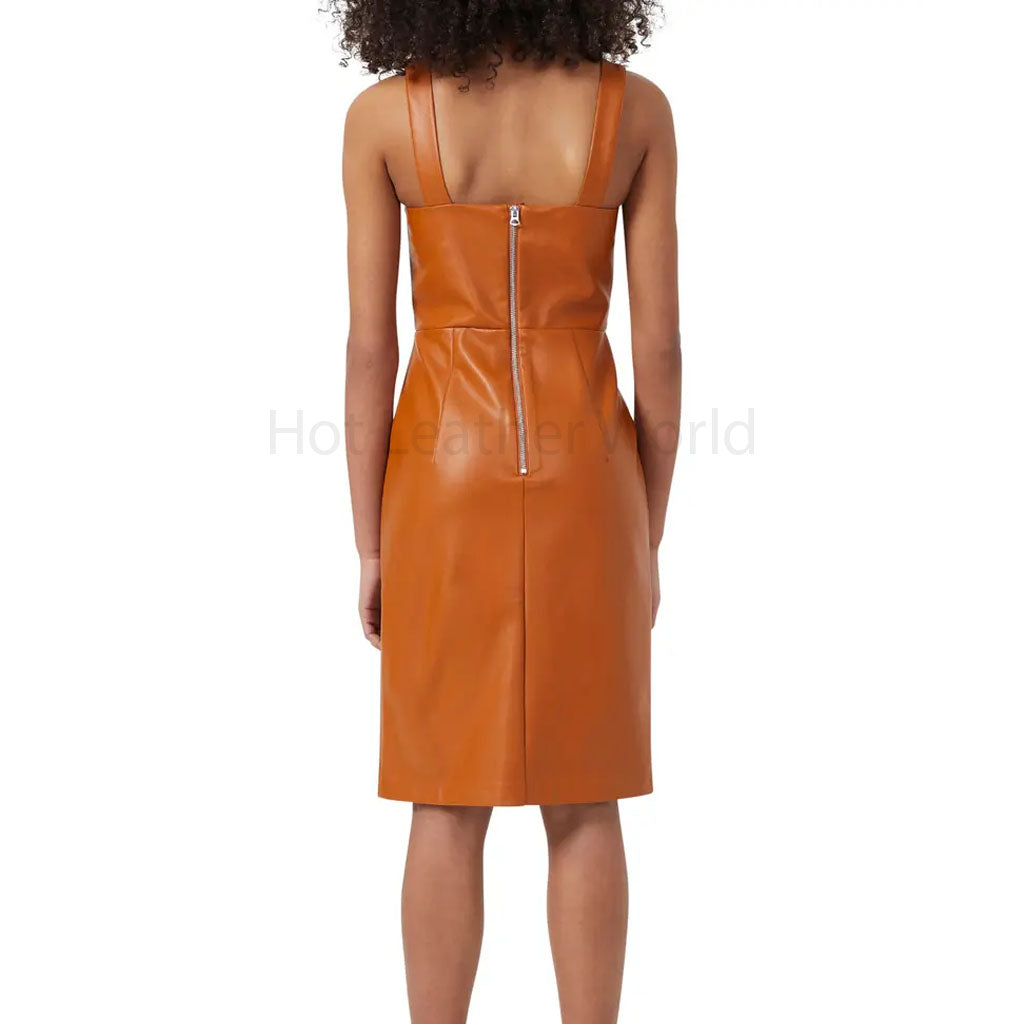 Women's Brown Leather Dress Shirt