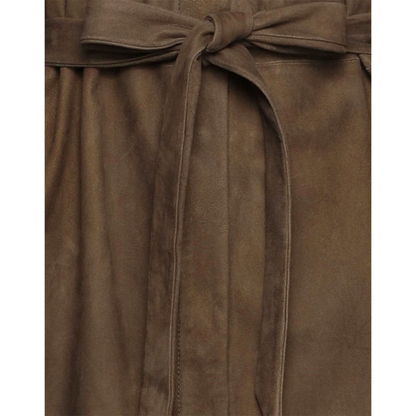 Minimal Brown High Low Hem Women Suede Leather Shirt Dress -  HOTLEATHERWORLD