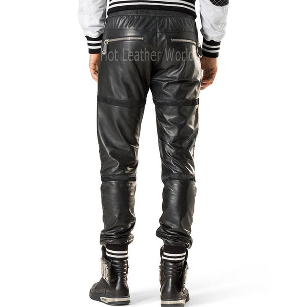 Designer Stich Detailing Men Leather Pants -  HOTLEATHERWORLD