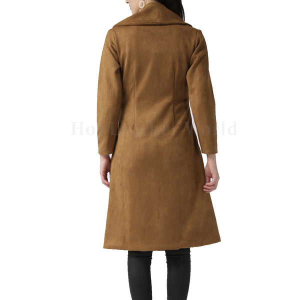 Slim fit Women Suede Leather Overcoat -  HOTLEATHERWORLD