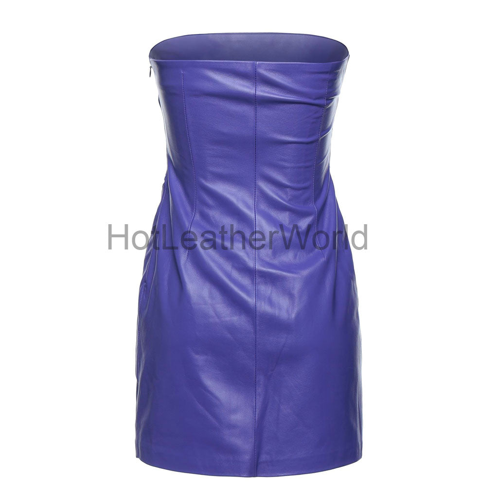 Strapless Purple Mini Women Leather Dress M / DARK RED Strapless Purple Mini Women Leather Dress M / DARK RED