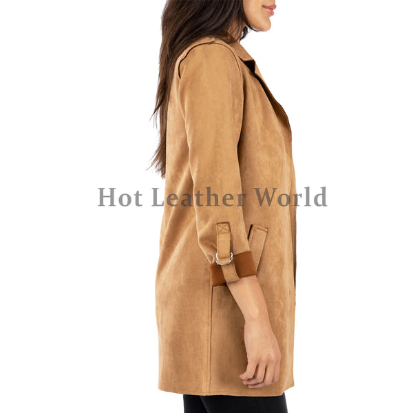 Suede Leather Coat For Women -  HOTLEATHERWORLD