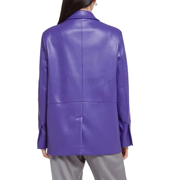 Electric Purple Women Leather Blazer -  HOTLEATHERWORLD
