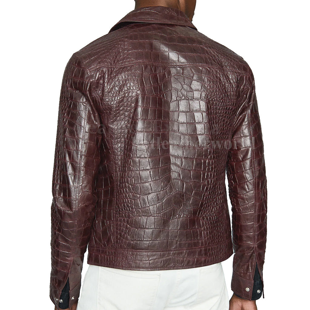 embossed leather jacket