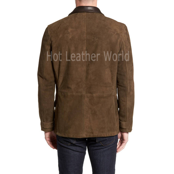 Suede Leather Men Coat -  HOTLEATHERWORLD