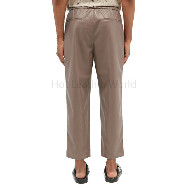Comfy Gray Cropped Hem Men Genuine Leather Trouser -  HOTLEATHERWORLD