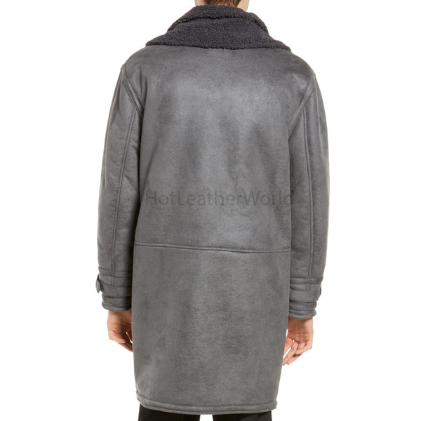 Faux Shearling Men Genuine Leather Winter Coat -  HOTLEATHERWORLD