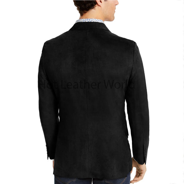 Premium Black Two Button Men Suede Leather Coat -  HOTLEATHERWORLD