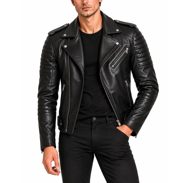 The Obsidian Men's Black Leather Motorcycle Jacket