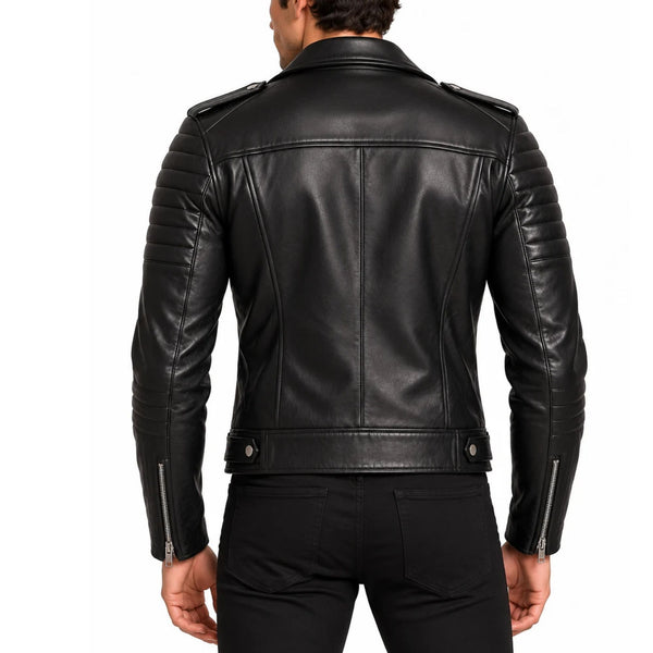The Obsidian Men's Black Leather Motorcycle Jacket