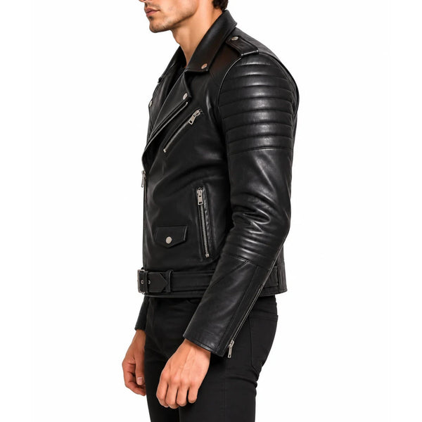 The Obsidian Men's Black Leather Motorcycle Jacket