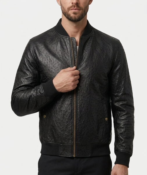 Black Ostrich Tom Cruise Inspired Leather Jacket