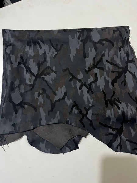 Solid Black Camouflage Leather Hide