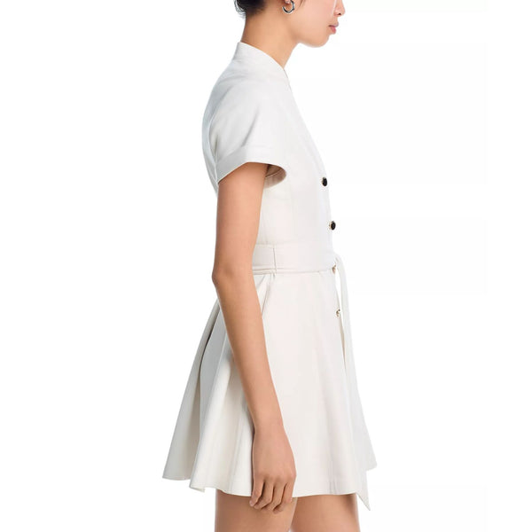 Cloud Dancer Genuine Leather Short Sleeve Mini Dress