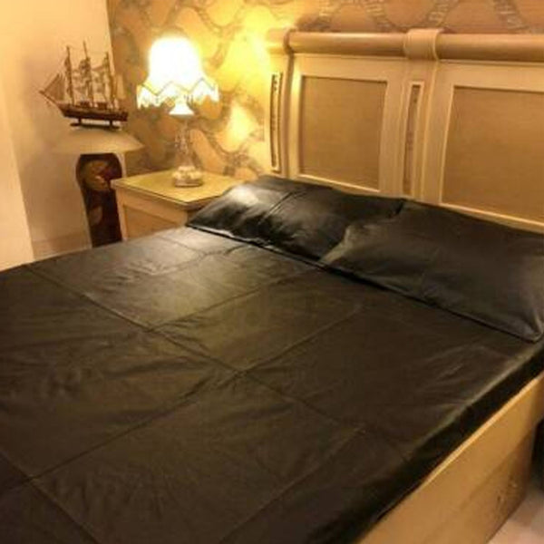 Sqaure Quilting Genuine Leather Bedsheet and Pillow Covers