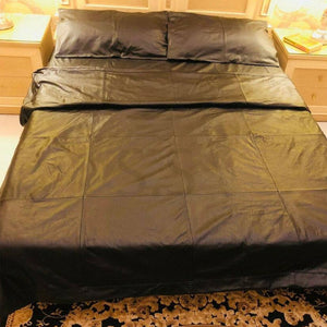 Sqaure Quilting Genuine Leather Bedsheet and Pillow Covers