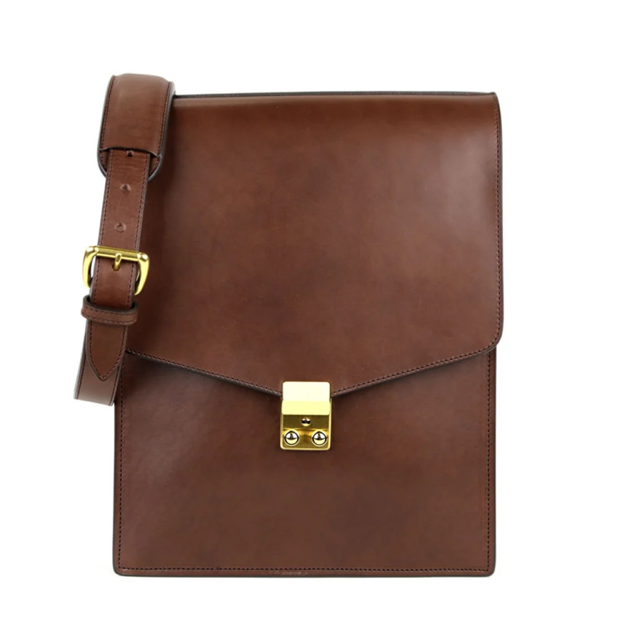 Handcrafted Leather Bag with Adjustable Strap and Solid Brass Hardware