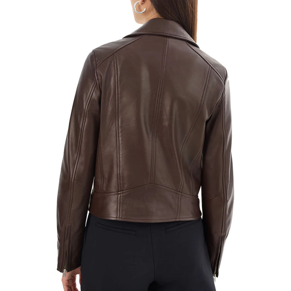 Lambskin Leather Moto Jacket For Women