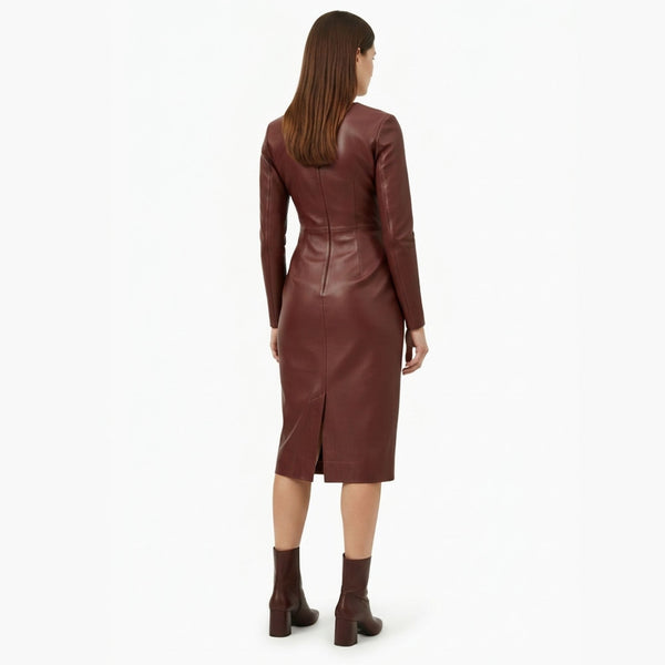  Daytime Mahogony Leather Dress back