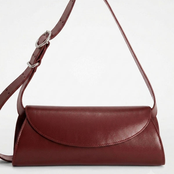 Minimal Burgundy East–West Shoulder Bag