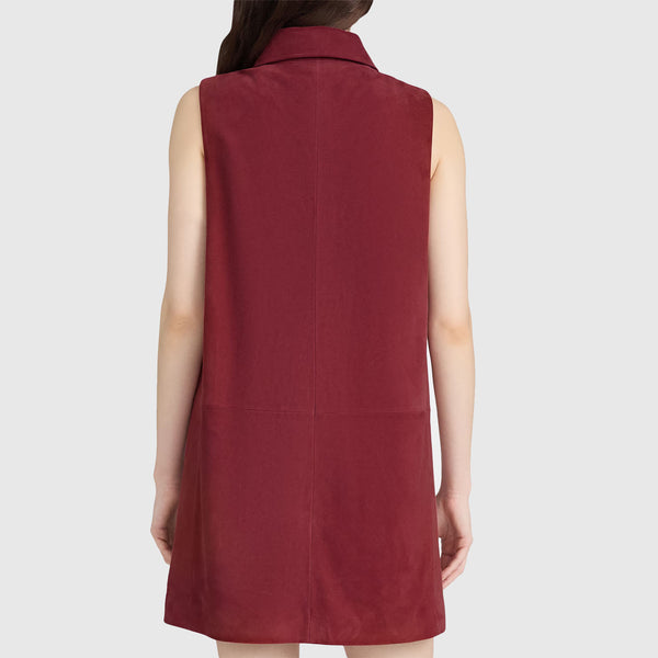 Suede Collared Mini Shift Dress