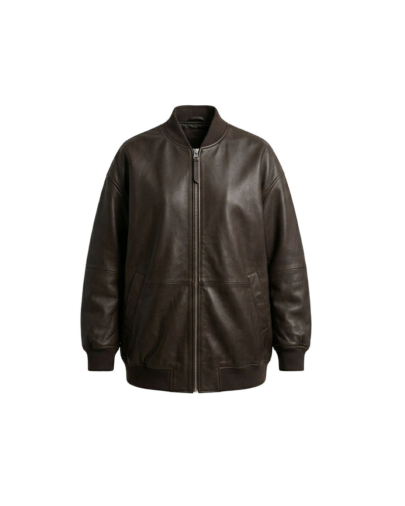 Relaxed Fit Lamb Leather Bomber Jacket | HOTLEATHERWORLD