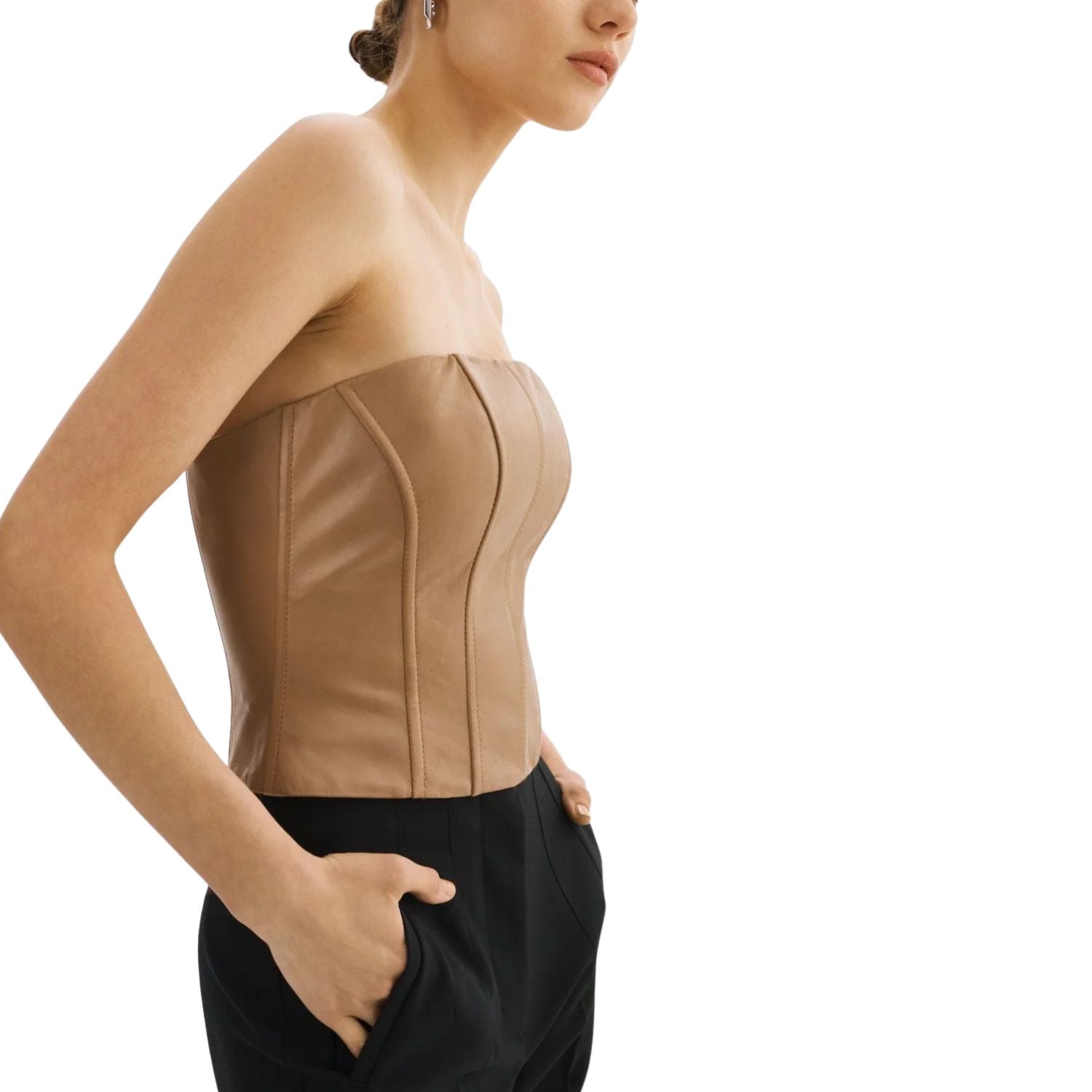 Structured Soft Suede Leather Bustier | HOTLEATHERWORLD
