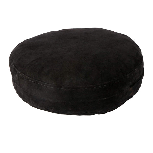 Suede Round Black Throw Leather Pillow Cover For Home Decor