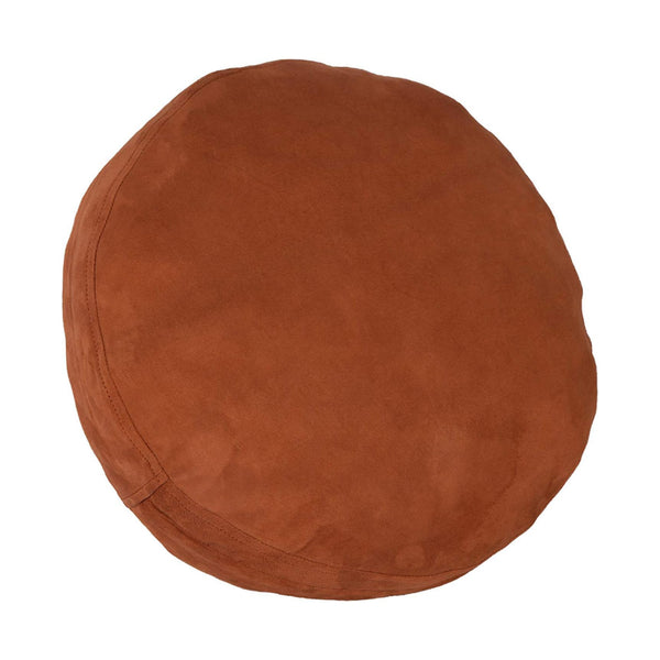 Premium Brown Suede Round Leather Home Decor Pillow Cover