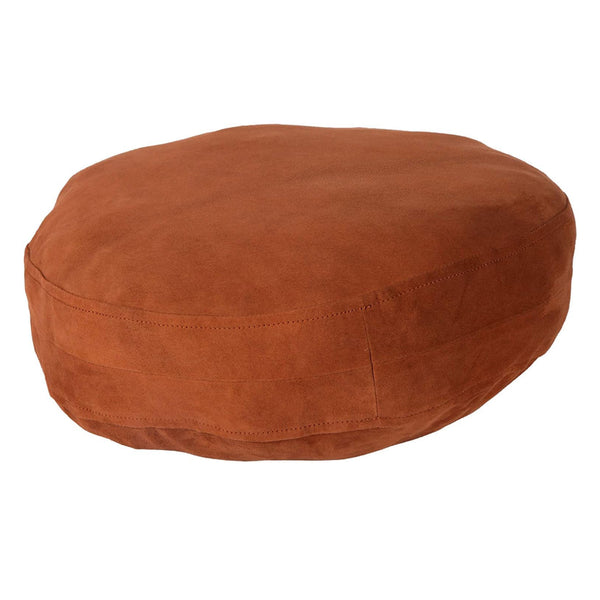 Premium Brown Suede Round Leather Home Decor Pillow Cover