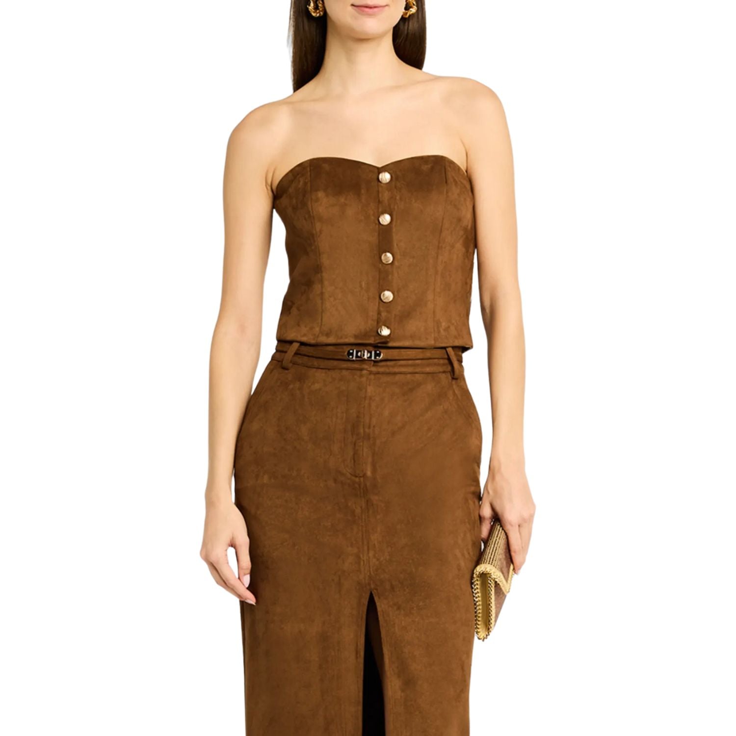 Sweetheart Neck Suede Bustier Top | HOTLEATHERWORLD
