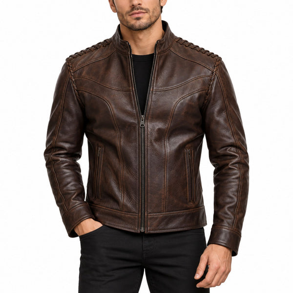 The Forge Men’s Dark Espresso Genuine Leather Jacket