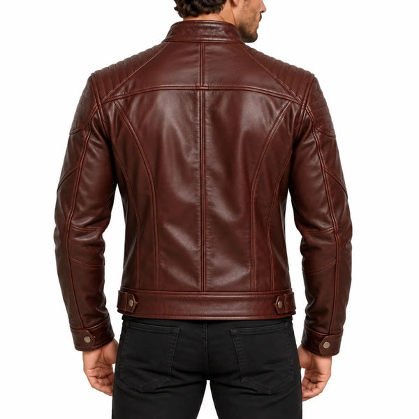 The Vanguard Men’s Burgundy Genuine Lambskin Leather Jacket