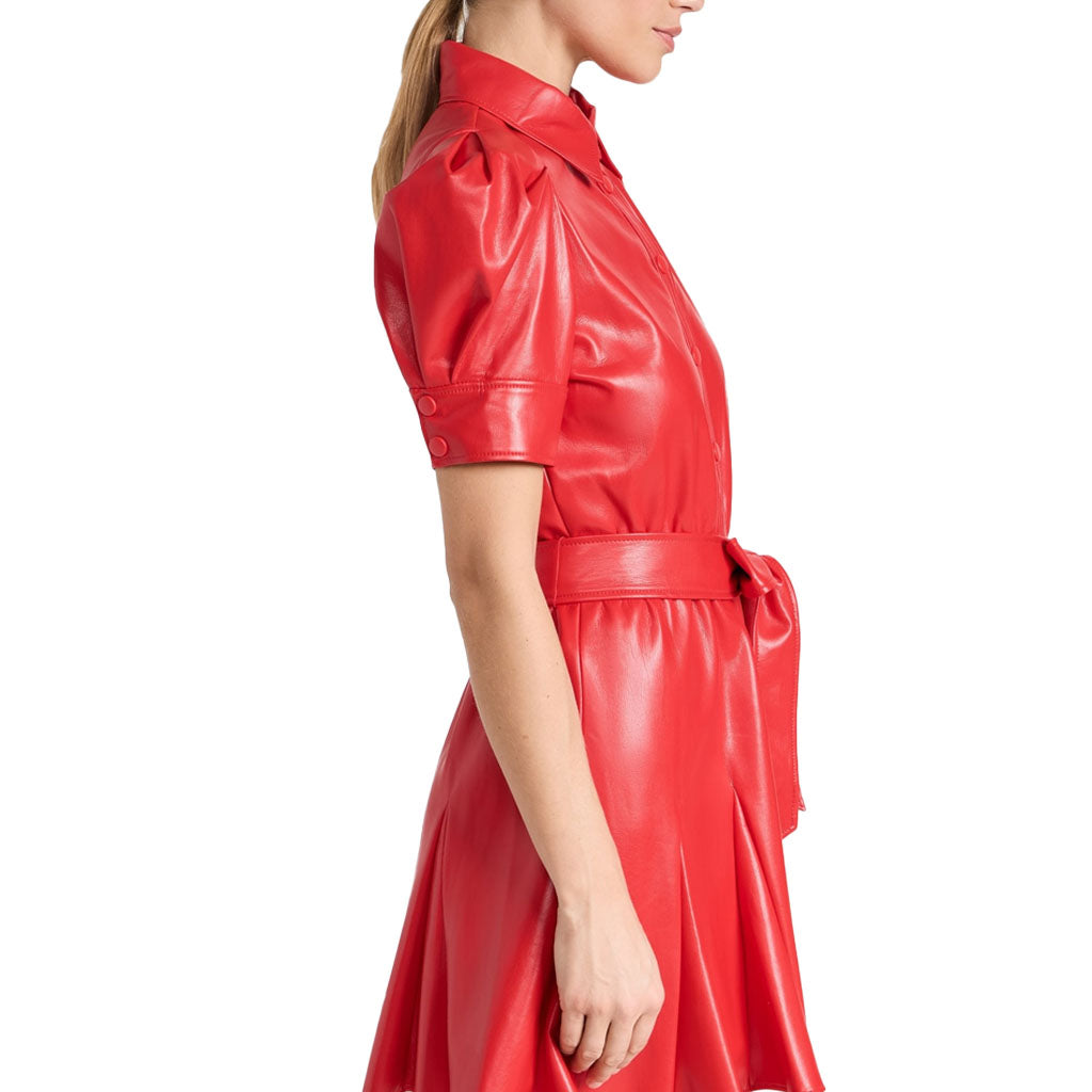 Valentines Mini Red Genuine Leather Dress- Hotleatherworld L / Black