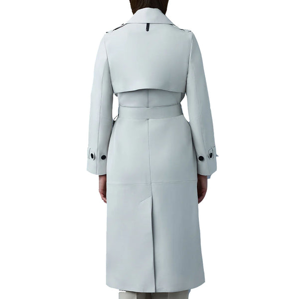 Classy Off White Women Leather Trench Coat For Mothers Day -  HOTLEATHERWORLD
