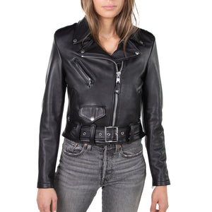 Genuine Leather Cropped Women Black Leather Jacket