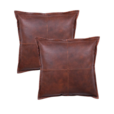 Antique Dark Brown Real Genuine Leather Throw Pillow Case Cushion Cover