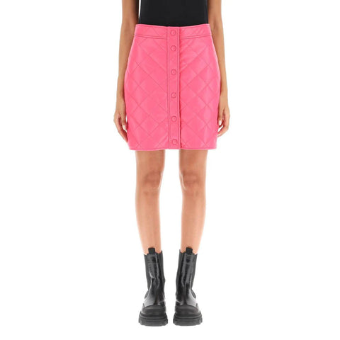 Barbie Pink Quilted Mini Leather Skirt -  HOTLEATHERWORLD