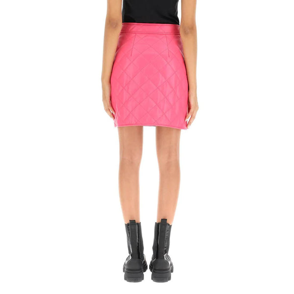 Barbie Pink Quilted Mini Leather Skirt -  HOTLEATHERWORLD