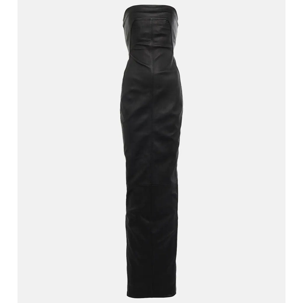 knee length dresses for ladies Marella Halterneck Faux Leather Maxi Dress Black main image 0
