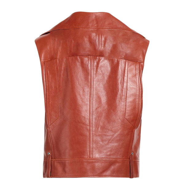 Classic Brown Women Moto Leather Sleeveless Jacket For Fall 2023 -  HOTLEATHERWORLD