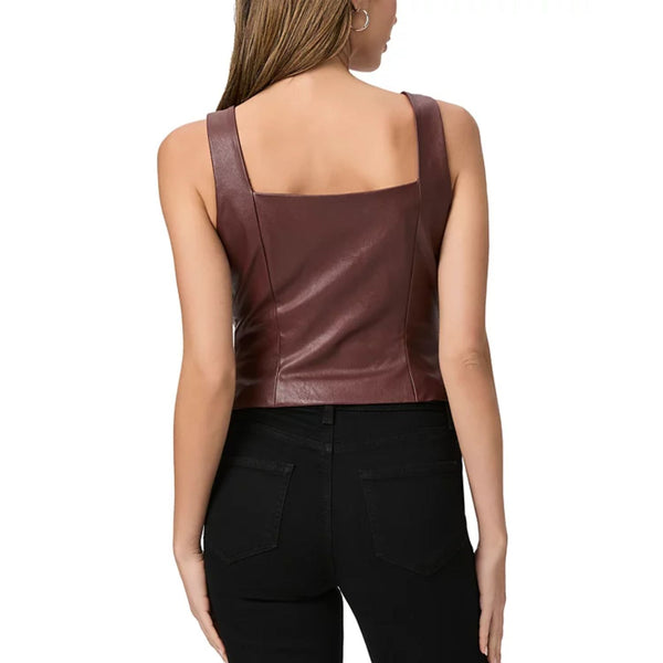 Casual Style Leather Button Front Top